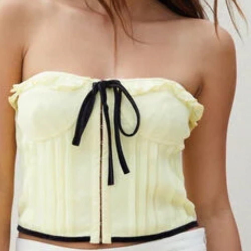 NWT! Pacsun Beverly and Beck Yellow Velvet Bow Corset Top M coquette